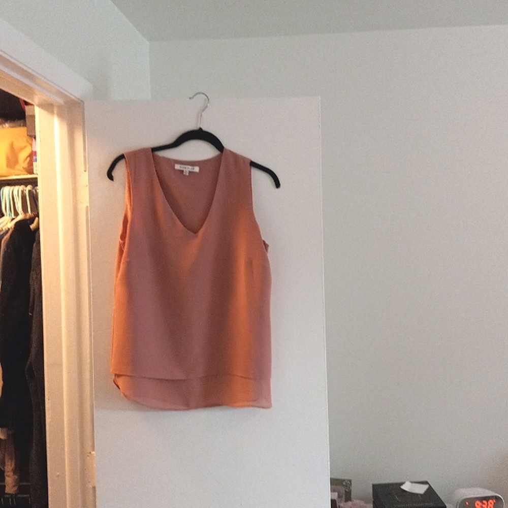 New Salmon sleeveless layered blouse.